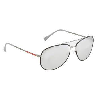 Prada | Light Grey Silver Mirror Aviator Mens Sunglasses PS 55US 6BJ2B0 61商品图片,4.4折