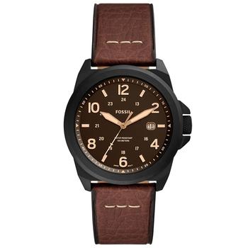 Fossil | Men's Bronson Brown Leather Strap Watch, 40mm商品图片,5折, 独家减免邮费