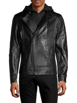 RON TOMSON | Fleece Hood Leather Jacket,商家品牌清仓区,价格¥1094