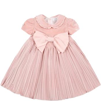 推荐Monnalisa Pink Dress For Baby Girl With Bow商品