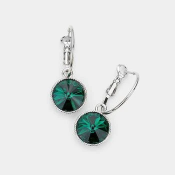 FASHNZFAB | Genuine Crystal Dangle Earrings - Emerald, Silver,商家Premium Outlets,价格¥175
