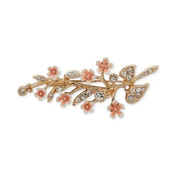 Anne Klein | Gold-Tone Crystal & Pink Flower Sprig Pin,商家Macy's,价格¥209