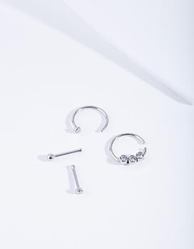 商品Lovisa | Rhodium Diamante Nose Ring 4 Pack,商家Premium Outlets,价格¥110图片
