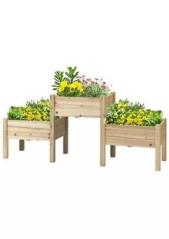 Outsunny | 73" x 18" x 32" 3 Tier Raised Garden Bed w/ Three Elevated Planter Box Freestanding Wooden Plant Stand for Vegetables Herb and Flowers Natural,商家Belk,价格¥1389