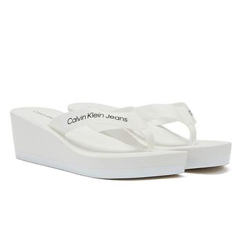 推荐Calvin Klein Jeans Beach Sandal Monogram TPU Womens White Flip Flops商品