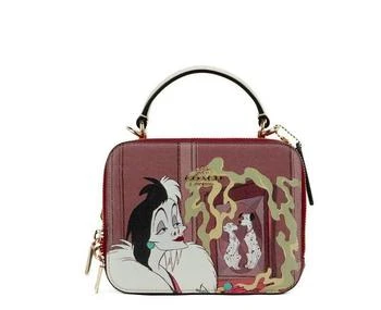 推荐COACH Disney Cruella Motif Crossgrain Leather Box Crossbody Handbag商品