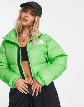 The North Face | The North Face Nuptse cropped down jacket in bright green商品图片,额外9.5折, 额外九五折