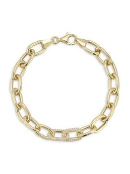商品Sphera Milano | 14K Goldplated Sterling Silver & Cubic Zirconia Link Bracelet,商家Saks OFF 5TH,价格¥673图片