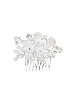Tulleen | Rhinestone Pearl and Floral Hair Comb,商家Saks Fifth Avenue,价格¥428