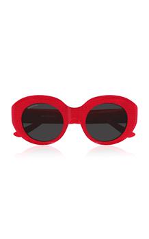 推荐Balenciaga - Women's Rive Gauche Oversized Round-Frame Acetate Sunglasses - Red - OS - Moda Operandi商品