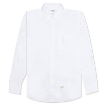 推荐Thom Browne Solid Oxford Straight Fit Button Down L/S Shirt - White商品