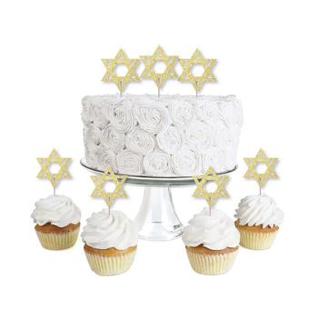 推荐Gold Glitter Star of David - No-Mess Real Gold Glitter Dessert Cupcake Toppers - Hanukkah Clear Treat Picks - Set of 24商品