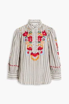 ANTIK BATIK | Juliette embroidered striped cotton-jacquard blouse,商家THE OUTNET US,价格¥536