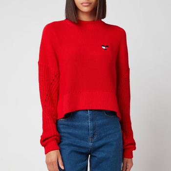 推荐Tommy Jeans Women's Tjw Homespun Heart Logo Sweater - Deep Crimson商品