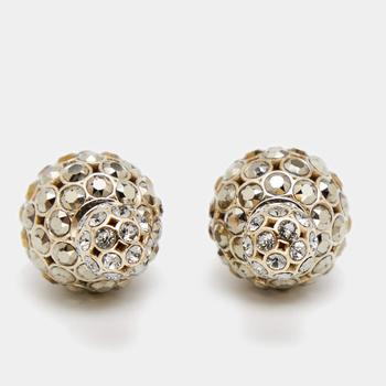 [二手商品] Dior | Dior Tribales Ombre Crystal Embellished  Gold Tone Stud Earrings商品图片,满1件减$100, 满减