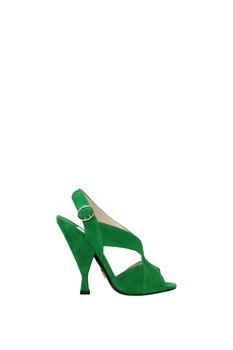 prada鞋板鞋, Prada | Sandals Suede Green商品图片 3.6折
