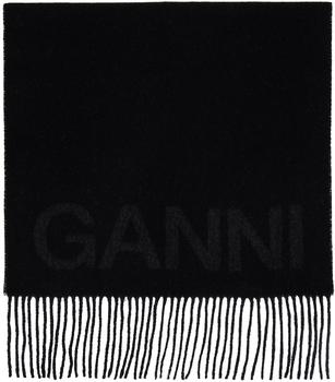 Ganni | Black Fringe Logo Scarf商品图片,独家减免邮费