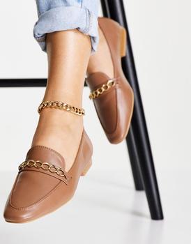 ASOS | ASOS DESIGN Mingle chain loafers in tan商品图片,6.1折×额外8.5折, 额外八五折