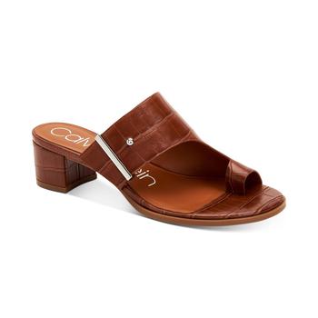 ck鞋板鞋, Calvin Klein | Calvin Klein Performance Womens Daria Croc Faux Leather Slide On Heels商品图片 6.5折