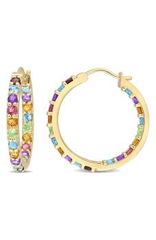 商品DELMAR | Multi-Color Gemstone Hoop Earrings,商家Nordstrom Rack,价格¥1086图片