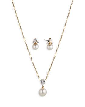 商品Bridesmaids Cubic Zirconia & Simulated Pearl Drop Earrings & Pendant Necklace Set图片