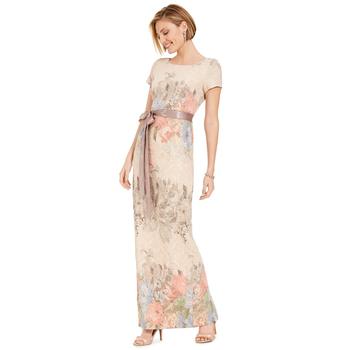 商品Women's Floral-Print Short Sleeve Column Gown,商家Macy's,价格¥1606图片