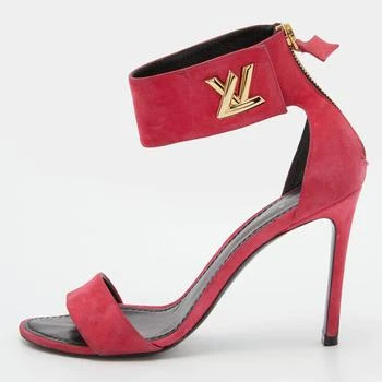 推荐Louis Vuitton Pink Suede Twist Sandals Size 38.5商品