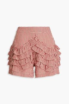 推荐Aurora tiered ruffled gingham woven shorts商品