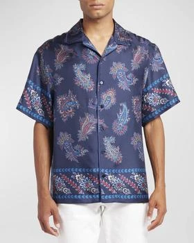 推荐Men's Oversized Paisley Camp Shirt商品