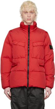 Stone Island | Red Garment-Dyed Down Jacket商品图片,独家减免邮费