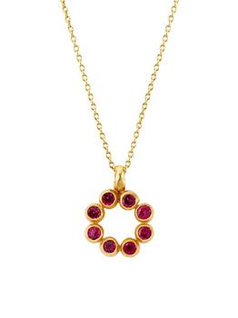 商品Gurhan | Pointelle 22K & 24K Yellow Gold & Pink Topaz Pendant Necklace,商家Saks Fifth Avenue,价格¥10421图片