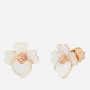 时尚new york女装, Kate Spade | Kate Spade New York Women's Precious Pansy Stud Earrings - Cream Multi/Rose Gold商品图片 额外7.5折, 额外七五折