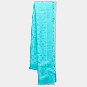 lv经典款, Louis Vuitton | Louis Vuitton Sky Blue Silk Classic Monogram Shawl商品图片 7.6折