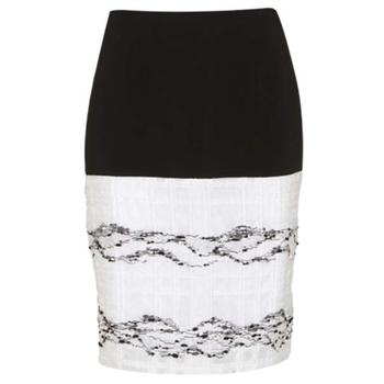 PRABAL GURUNG | Prabal Gurung Black and White Wool-Crepe Organza-Trim Skirt L商品图片,7.3折