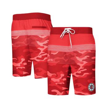 商品G-III Sports by Carl Banks | Men's Red LA Clippers Wave Camo Quick-Dry Swim Trunks,商家Macy's,价格¥285图片