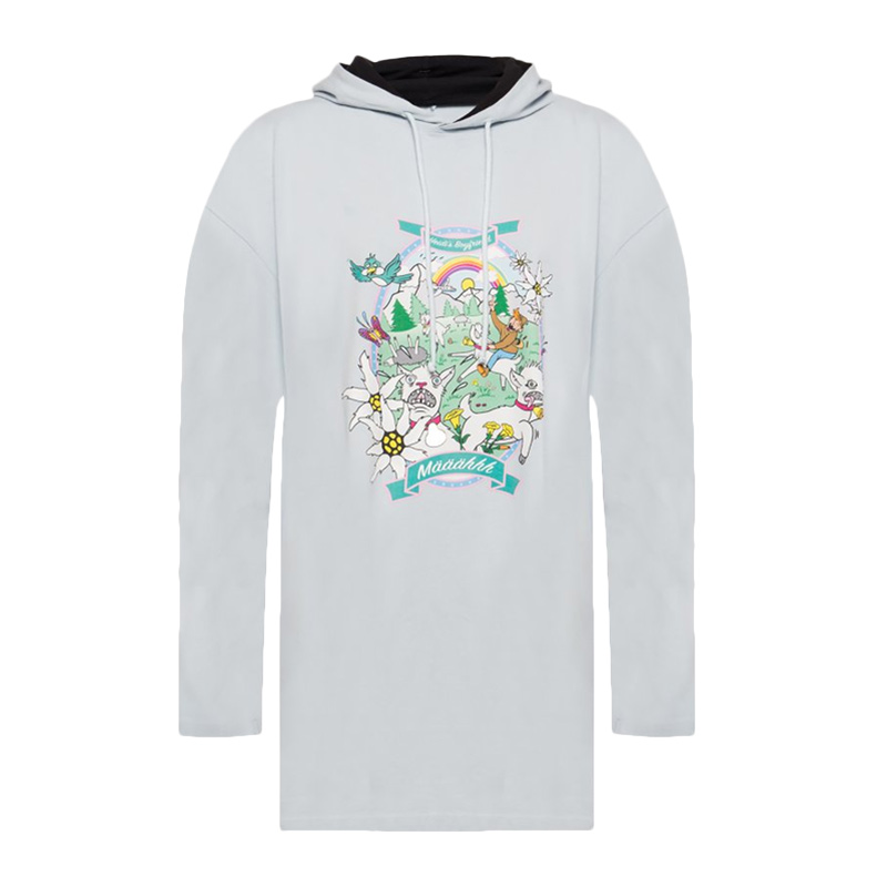 Vetements | VETEMENTS 女士浅蓝色印花棉质连帽卫衣 UAH20TR698-BLUE商品图片,独家减免邮费