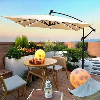 Simplie Fun | Square 2.5.5M Outdoor Patio Umbrella Solar Powered LED Lighted Sun Shade Market Waterproof 8 Ribs Umbrella,商家Premium Outlets,价格¥1291