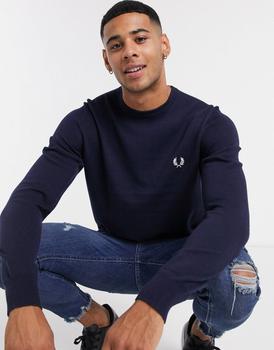 Fred Perry | Fred Perry crew neck jumper in navy商品图片,