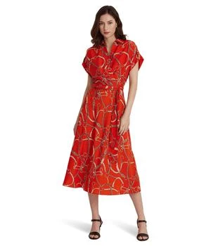 Ralph Lauren | Belting-Print Belted Crepe Dress 