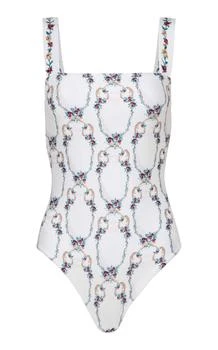 Agua by Agua Bendita | Agua by Agua Bendita - Cafe Florero Square Neck One-Piece Swimsuit - Ivory - XS - Moda Operandi,商家Fashion US,价格¥914