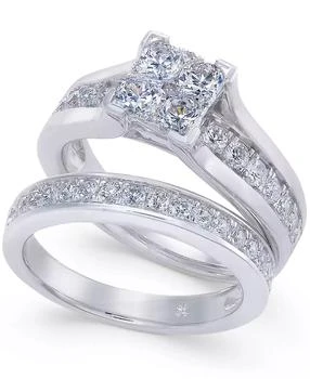 Macy's | Diamond Cluster Bridal Set (1-1/2 ct. t.w.) in 14k White Gold or 14k Yellow Gold,商家Macy's,价格¥19679