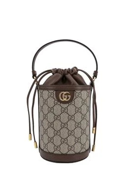 Gucci | GG Supreme Fabric and leather bucket bag with frontal logo 8.4折×额外9.2折, 额外九二折