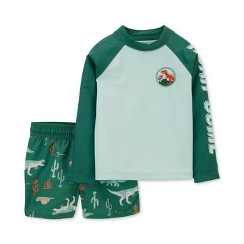 Carter's | Toddler Boys Roar-Some Rash Guard Top and Dinosaur-Print Swim Shorts, 2 Piece Set,商家Macy's,价格¥344