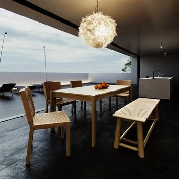 Streamdale Furniture | Streamdale Farmhouse Extendable Dining Set - Walnut & Champagne,商家Premium Outlets,价格¥9528