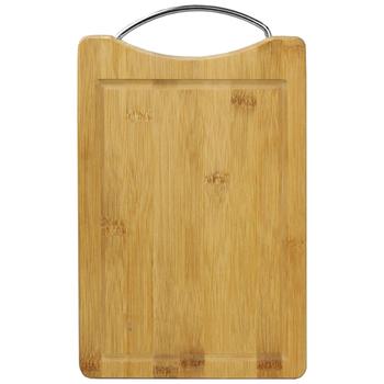 商品Home Basics | Home Basics 8" x 12"  Bamboo Cutting Board with Juice Groove and Stainless Steel Handle,商家Premium Outlets,价格¥131图片