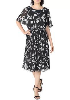 Sandra Darren, Sandra Darren | Women's Flutter Sleeve Chiffon Midi Dress商品图片 