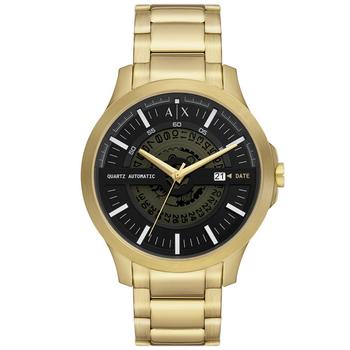 手表阿玛尼, Armani Exchange | Women's Automatic Quartz Three-Hand Date Gold-Tone Stainless Steel Bracelet Watch, 46mm商品图片 