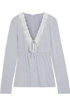 Eberjey | Lady Godiva lace-trimmed stretch-modal jersey pajama top,商家THE OUTNET US,价格¥98