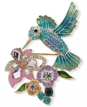 Anne Klein | Gold-Tone Crystal Hummingbird & Flower Pin,商家Macy's,价格¥168