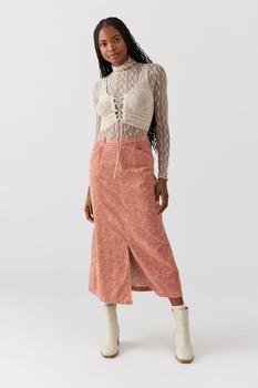 Urban Renewal | Urban Renewal Remade Bleached Floral Cord Midi Skirt商品图片,5.4折, 1件9.5折, 一件九五折
